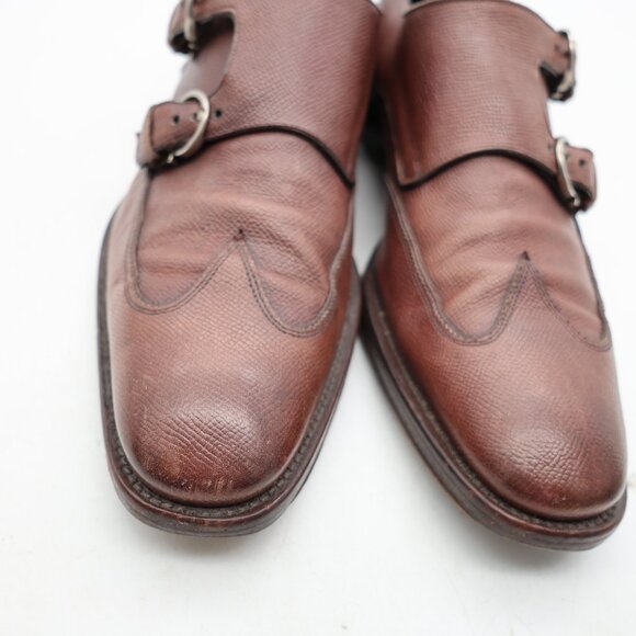 Salvatore Ferragamo Men\'s US Size 9 D Brown Leather Double Monk Strap Shoes main image 13